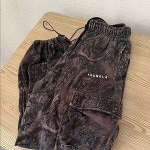 YoungLA Brown Black Camo Cargo Joggers